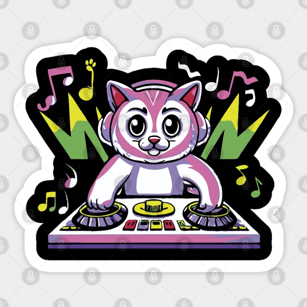 Dj Cute Cat Sticker by Scaryzz